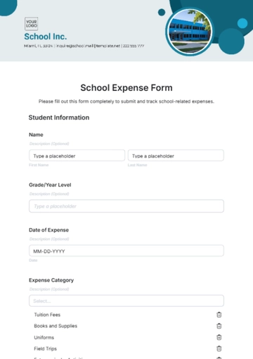 Free School Expense Form Template to Edit Online