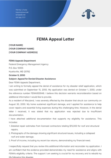 Free FEMA Appeal Letter Template to Edit Online