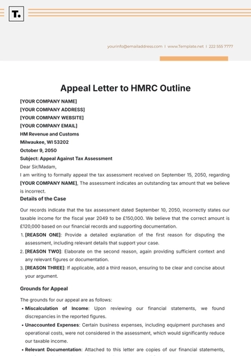 Free Appeal Letter to HMRC Outline Template to Edit Online