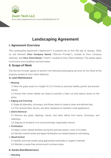 Free Landscaping Agreement Template to Edit Online