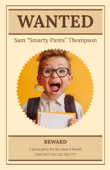 Free Wanted Poster for School Project Template to Edit Online