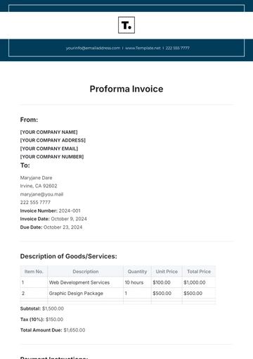 Free Proforma Invoice Template to Edit Online