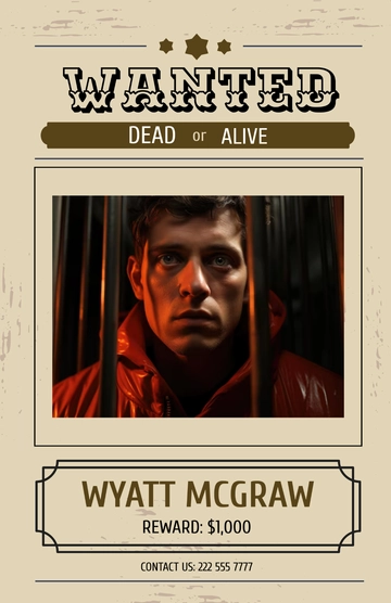 Free Old West Wanted Poster Template to Edit Online