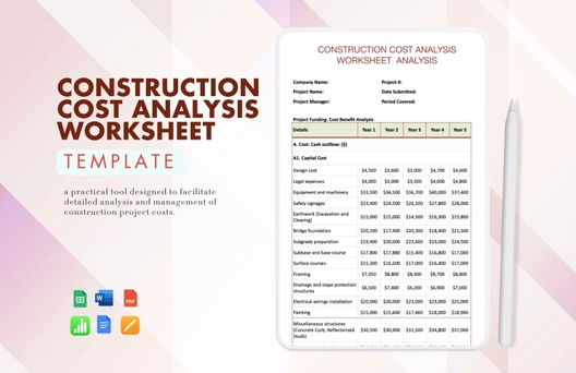 Construction Cost Analysis Worksheet Template