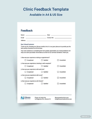 Clinic Feedback Form Template Clinic Feedback Form Template