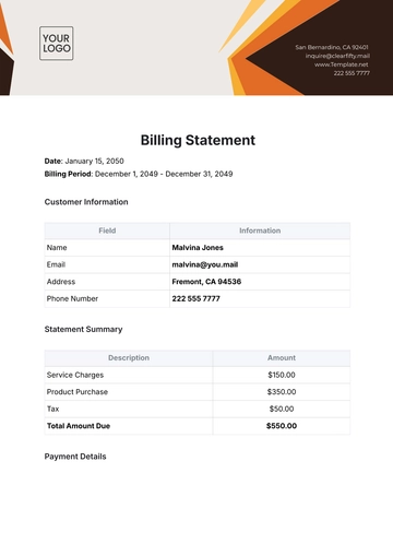 Free Billing Statement Template to Edit Online