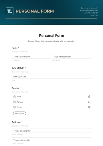 Free Personal Form Template to Edit Online