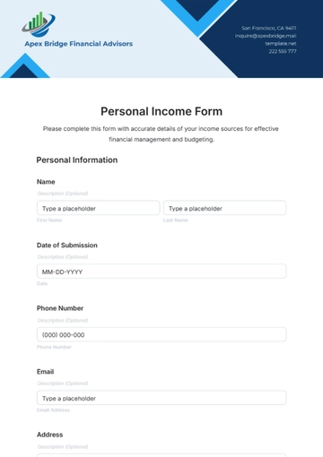 Free Personal Income Form Template to Edit Online