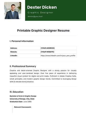 Free Printable Graphic Designer Resume Template to Edit Online