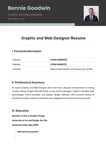 Free Graphic and Web Designer Resume Template to Edit Online