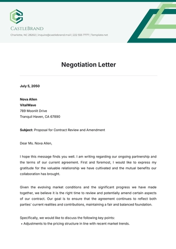 Free Negotiation Letter Template to Edit Online