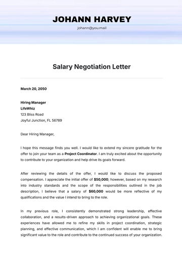 Free Salary Negotiation Letter Template to Edit Online