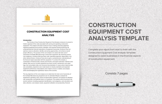 Construction Equipment Cost Analysis Template