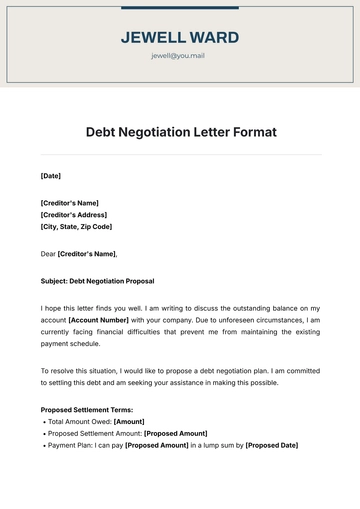 Free Debt Negotiation Letter Format Template to Edit Online