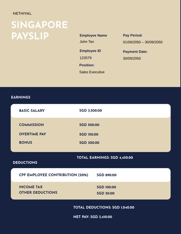 Free Singapore Payslip Template to Edit Online
