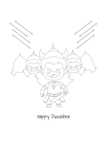 Free Dussehra Drawing For Kids Template to Edit Online