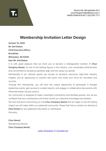 Free Membership Invitation Letter Design Template to Edit Online
