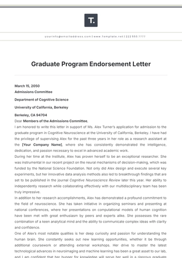 Free Graduate Program Endorsement Letter Template to Edit Online Free Graduate Program Endorsement Letter Template to Edit Online