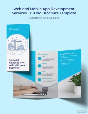 Web and Mobile App Development Services Tri-Fold Brochure Template