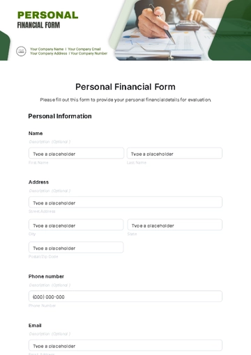 Free Personal Financial Form Template to Edit Online