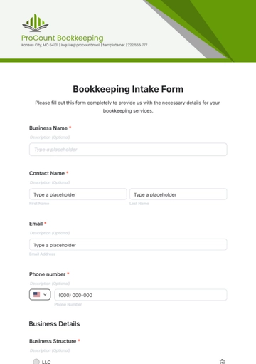 Free Bookkeeping Intake Form Template to Edit Online