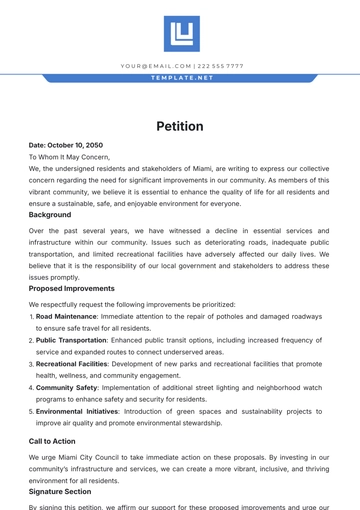 Free Petition Template to Edit Online