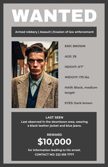 Free Police Wanted Poster Template to Edit Online