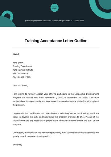 Free Training Acceptance Letter Outline Template to Edit Online