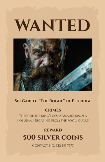 Free Medieval Wanted Poster Template to Edit Online