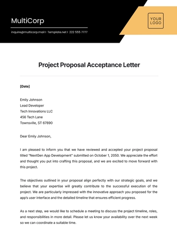 Free Project Proposal Acceptance Letter Template to Edit Online
