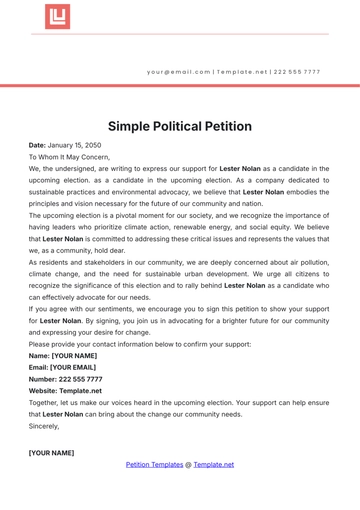 Free Simple Political Petition Template to Edit Online