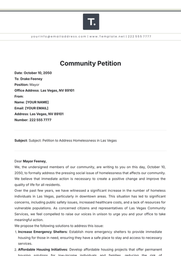 Free Community Petition Template to Edit Online