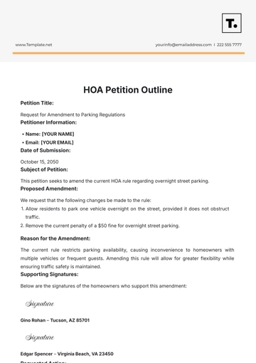 Free HOA Petition Outline Template to Edit Online
