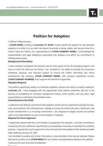 Free Petition for Adoption Template to Edit Online