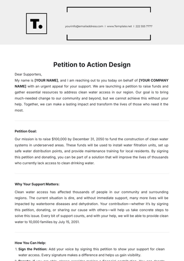 Free Petition to Action Design Template to Edit Online