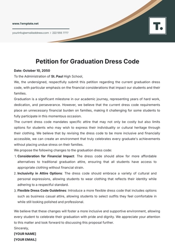 Free Petition for Graduation Dress Code Template to Edit Online