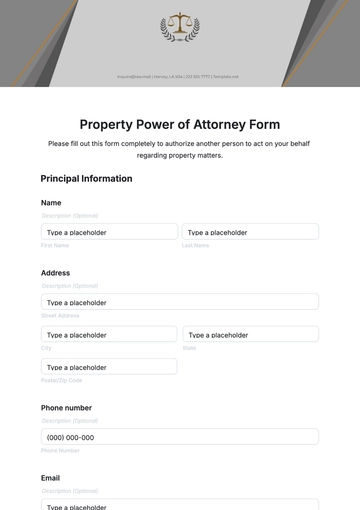 Free Property Power of Attorney Form Template to Edit Online