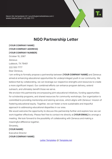 Free NGO Partnership Letter Template to Edit Online
