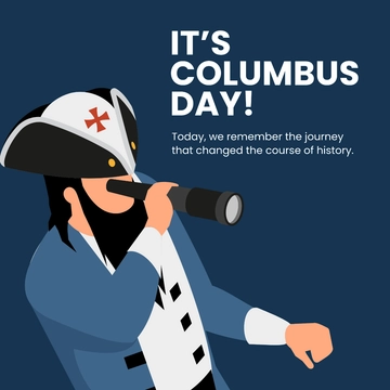 Free White and Blue Columbus Day Instagram Post Template to Edit Online
