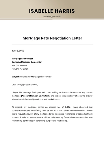 Free Mortgage Rate Negotiation Letter Template to Edit Online