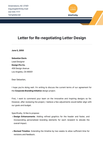 Free Letter for Re-negotiating Letter Design Template to Edit Online