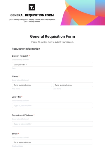 Free General Requisition Form Template to Edit Online
