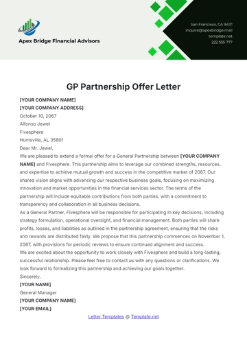 Free GP Partnership Offer Letter Template to Edit Online