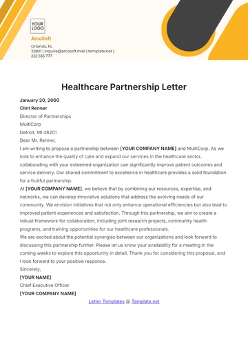 Free Healthcare Partnership Letter Template to Edit Online