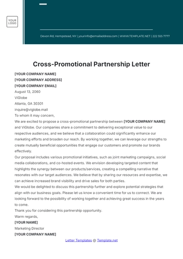 Free Cross-Promotional Partnership Letter Template to Edit Online