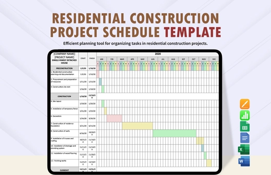 Residential Construction Project Schedule Template