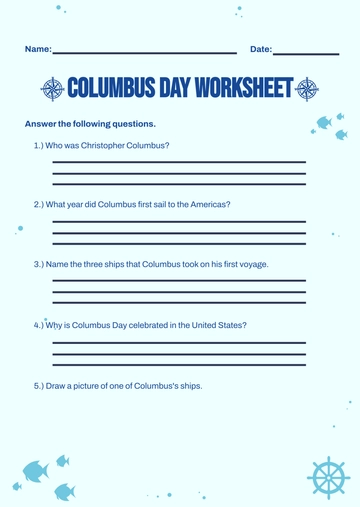 Free Columbus Day Worksheet Template to Edit Online
