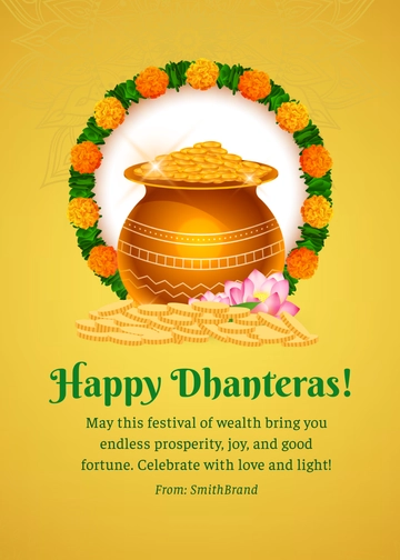 Free Happy Dhanteras Message Template to Edit Online