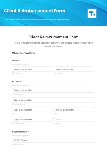 Free Client Reimbursement Form Template to Edit Online