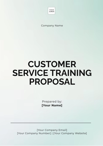 Free Customer Service Training Proposal Template to Edit Online